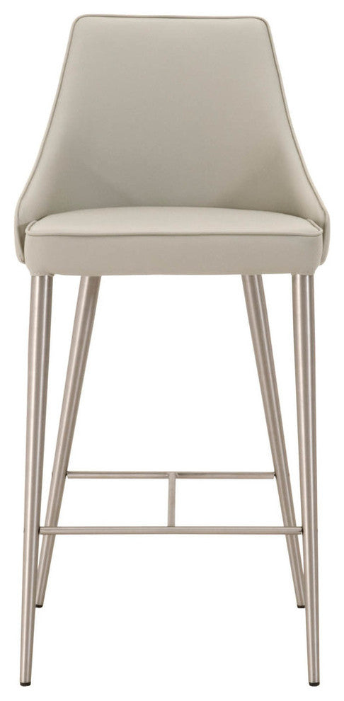 Benzara BM174107 Upholstered Bar Stool with Chrome Legs Light Gray