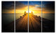 "Massive Wood Pier To Sun At Evening" Sea Pier Wall Art, 4 Panels, 48"x28"