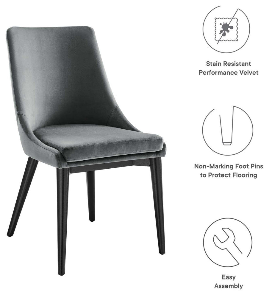 Viscount Accent Performance Velvet Dining Chairs, Set of 2, Gray