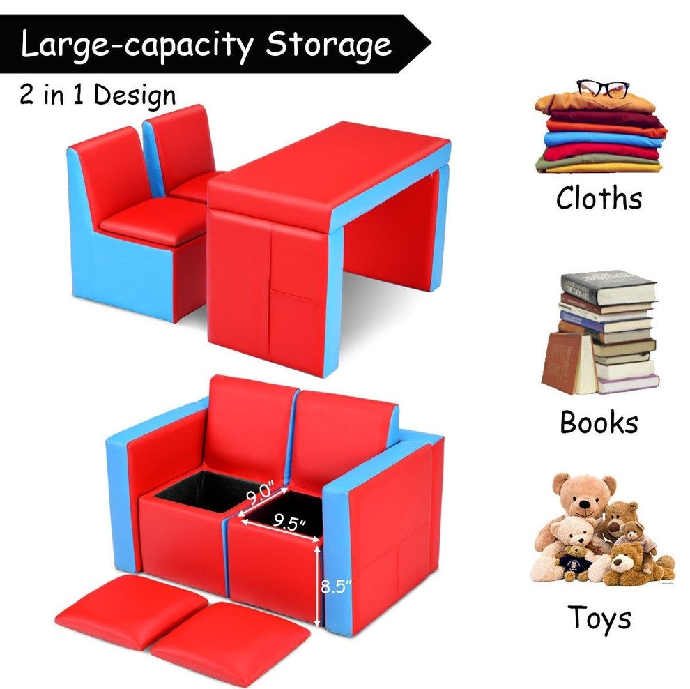 Sturdy Multi-functional Kids Sofa Table Chair Set