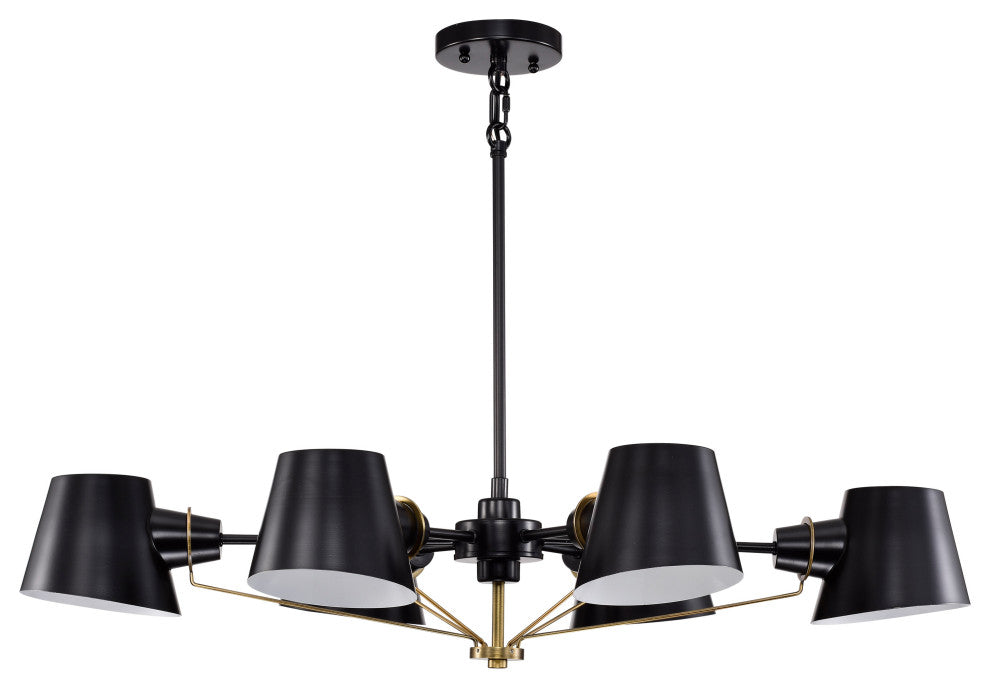 Baxter 6-Light Oval Chandelier, Black With Burnished Brass
