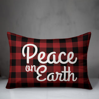 Plaid Peace On Earth 14"x20" Throw Pillow Cover