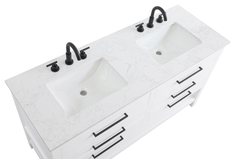 Home Living 60" Double Bathroom Vanity, White