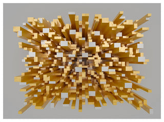 Golden Fragments 3D Design, Abstract Canvas Wall Art, 40"x30"