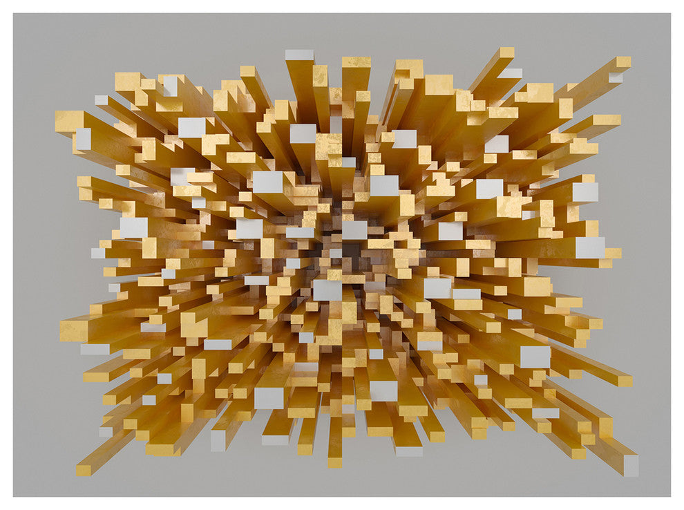 Golden Fragments 3D Design, Abstract Canvas Wall Art, 40"x30"