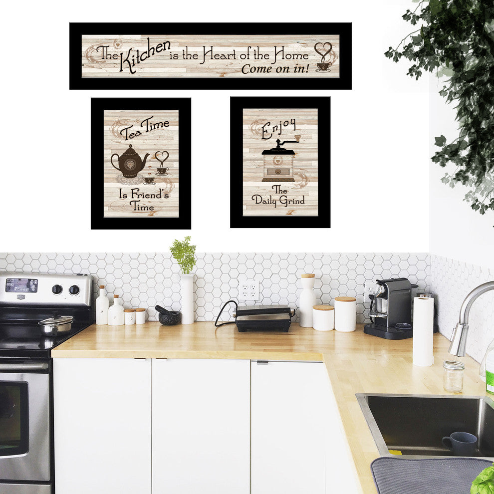 "Kitchen Friendship Collection III" 3-Piece Vignette, Black Frame