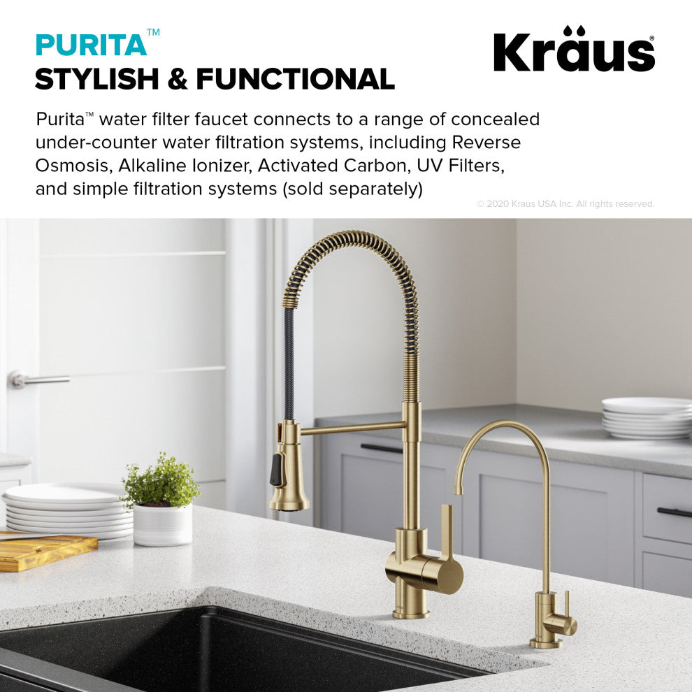 Purita Drinking Water Dispenser Beverage Kitchen Faucet, BG Brushed Gold
