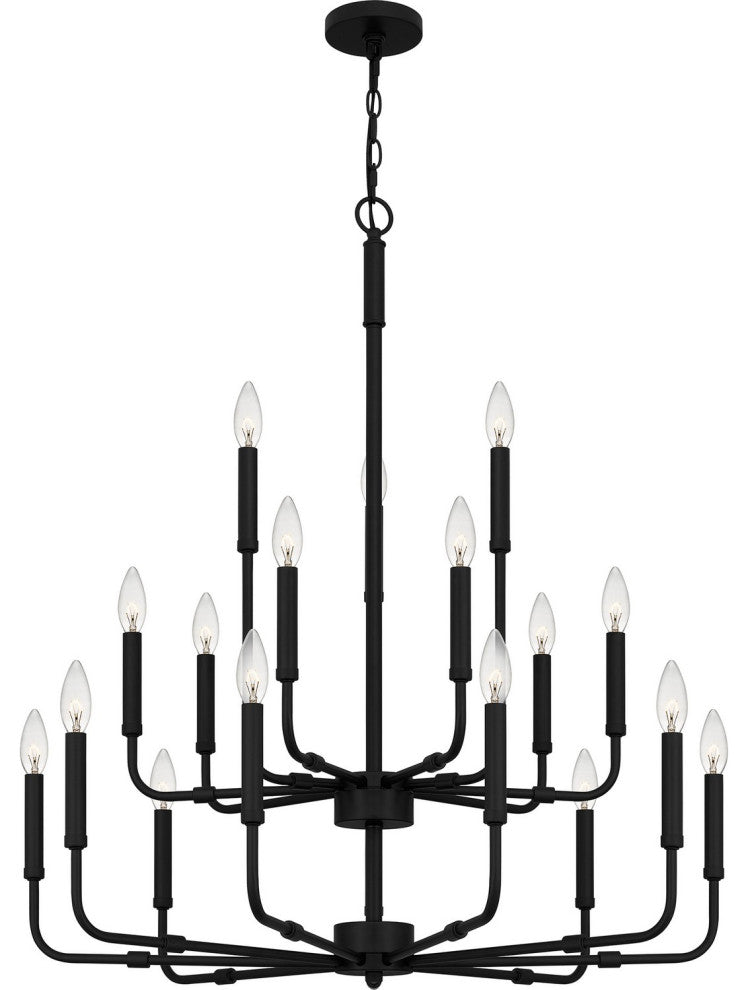 Abner 18 Light Chandelier, Matte Black