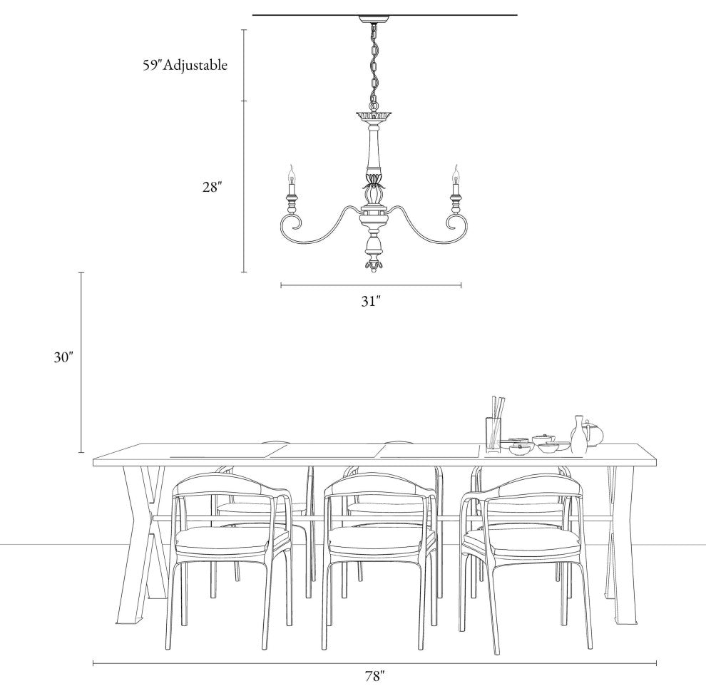 LNC 6-Light French Country Weathered White Wood Chandelier, 31"