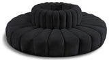 Arc Upholstered Outward Curved Modular Sectional, Black, 8-Piece: Reverse Corner (8), Velvet