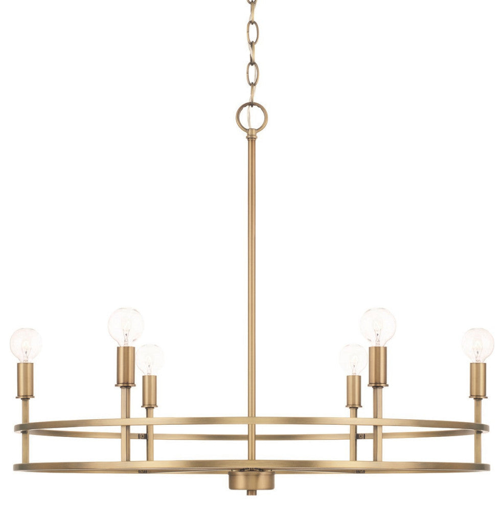 Capital Lighting 448761 Fuller 6 Light 28"W Ring Chandelier - Aged Brass