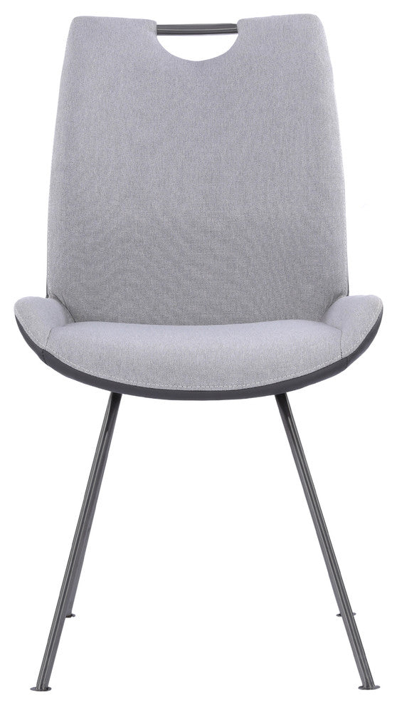 Coronado Dining Chair, Gray Powder Coated Finish and Gray Faux Leather, Set of 2, Pewter