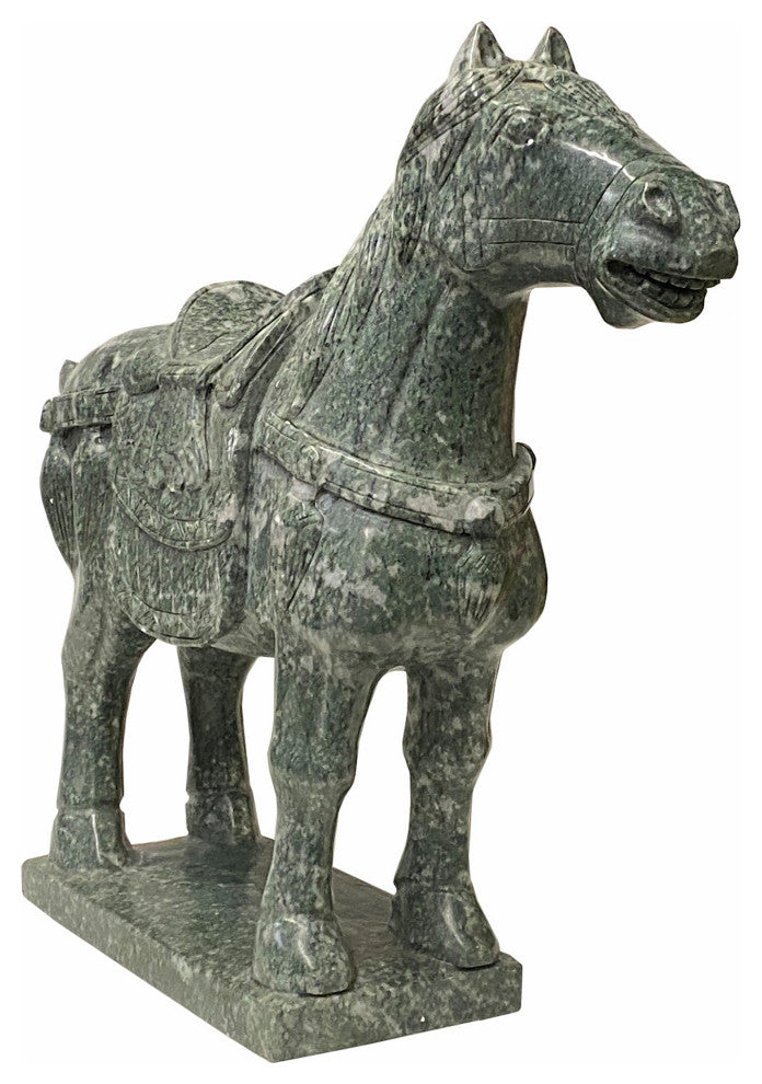 Chinese Green Stone Fengshui Fortune Horse Display Figure Hws1764