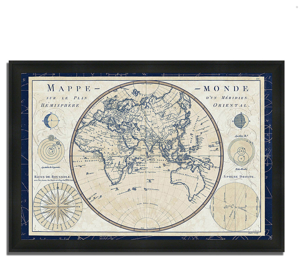 "Plan De Meridien Blue Border" By Sue Schlabach, Framed Painting Print