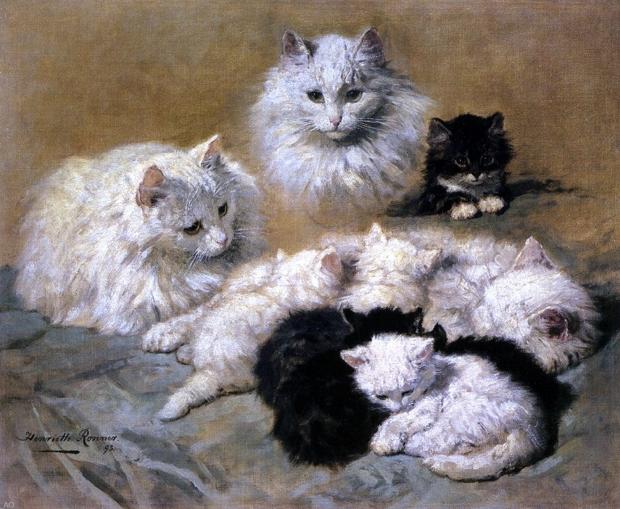Henriette Ronner-Knip Cats and Kittens, 20"x25" Wall Decal