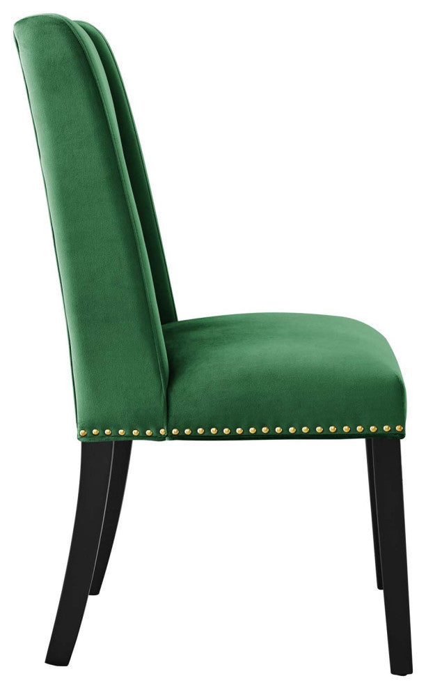 Baron Performance Velvet Dining Chairs, Set of 2, Emerald