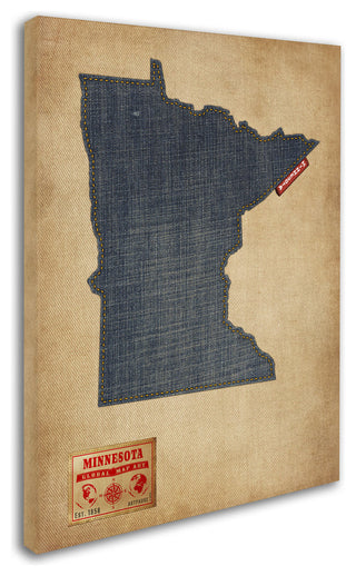 'Minnesota Map Denim Jeans Style' Canvas Art by Michael Tompsett