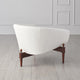 Luxe Mid Century Modern White Leather Club Chair  Round Barrel Minimalist Retro