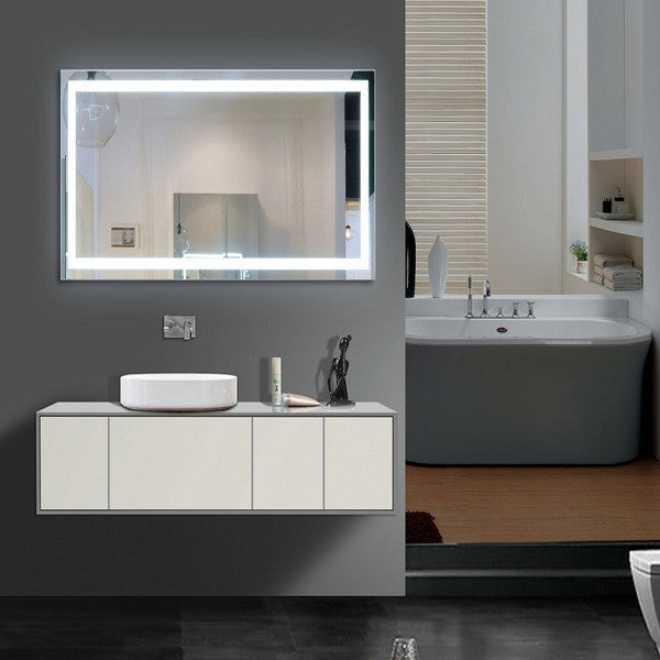 IB MIRROR Dimmable Lighted Bathroom Mirror Harmony, Crystal Clear Mirror, 55"x36"