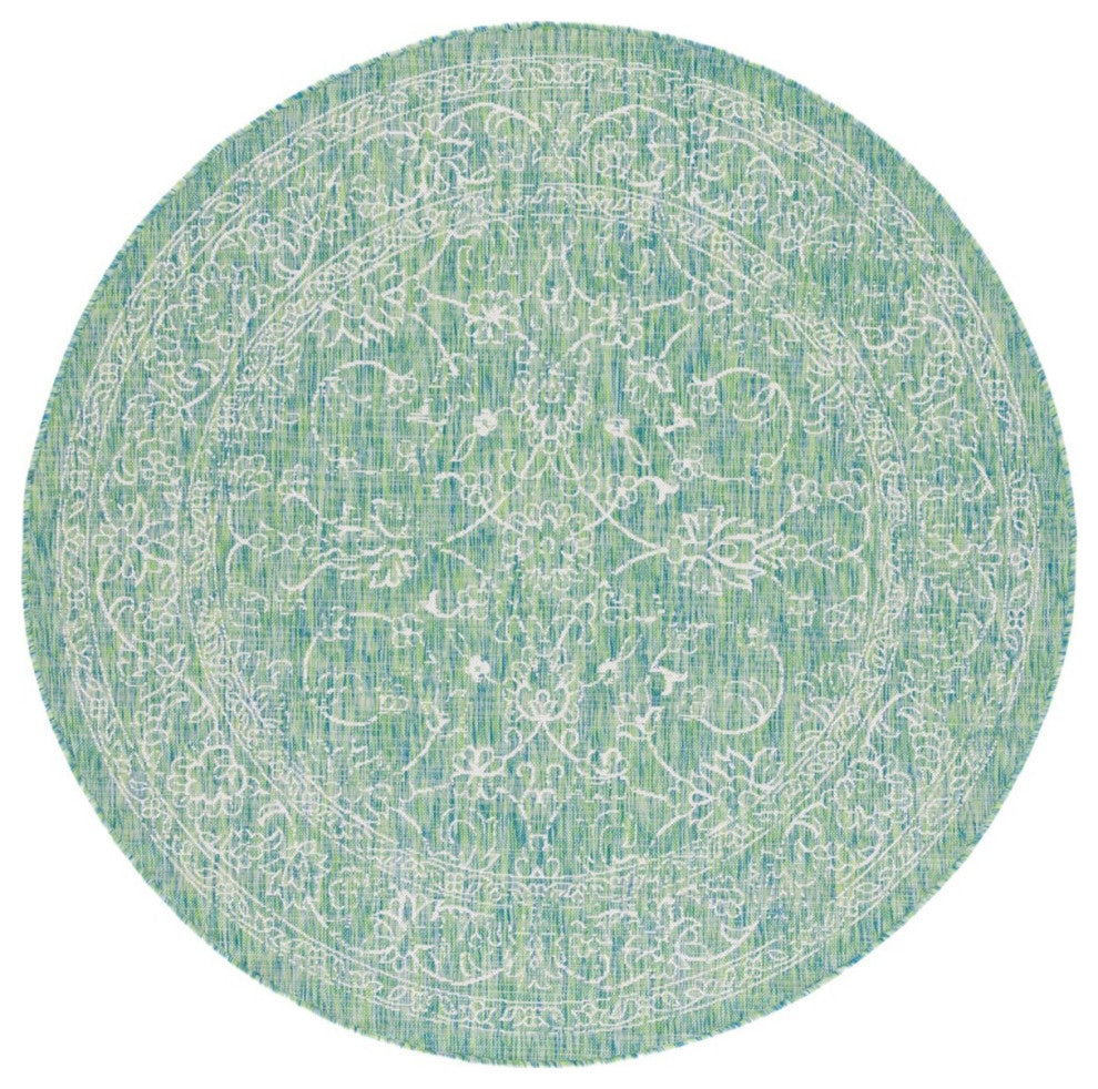 Safavieh Courtyard Cy8680-55721 Outdoor Rug, Green and Ivory, 6'7"x6'7" Square