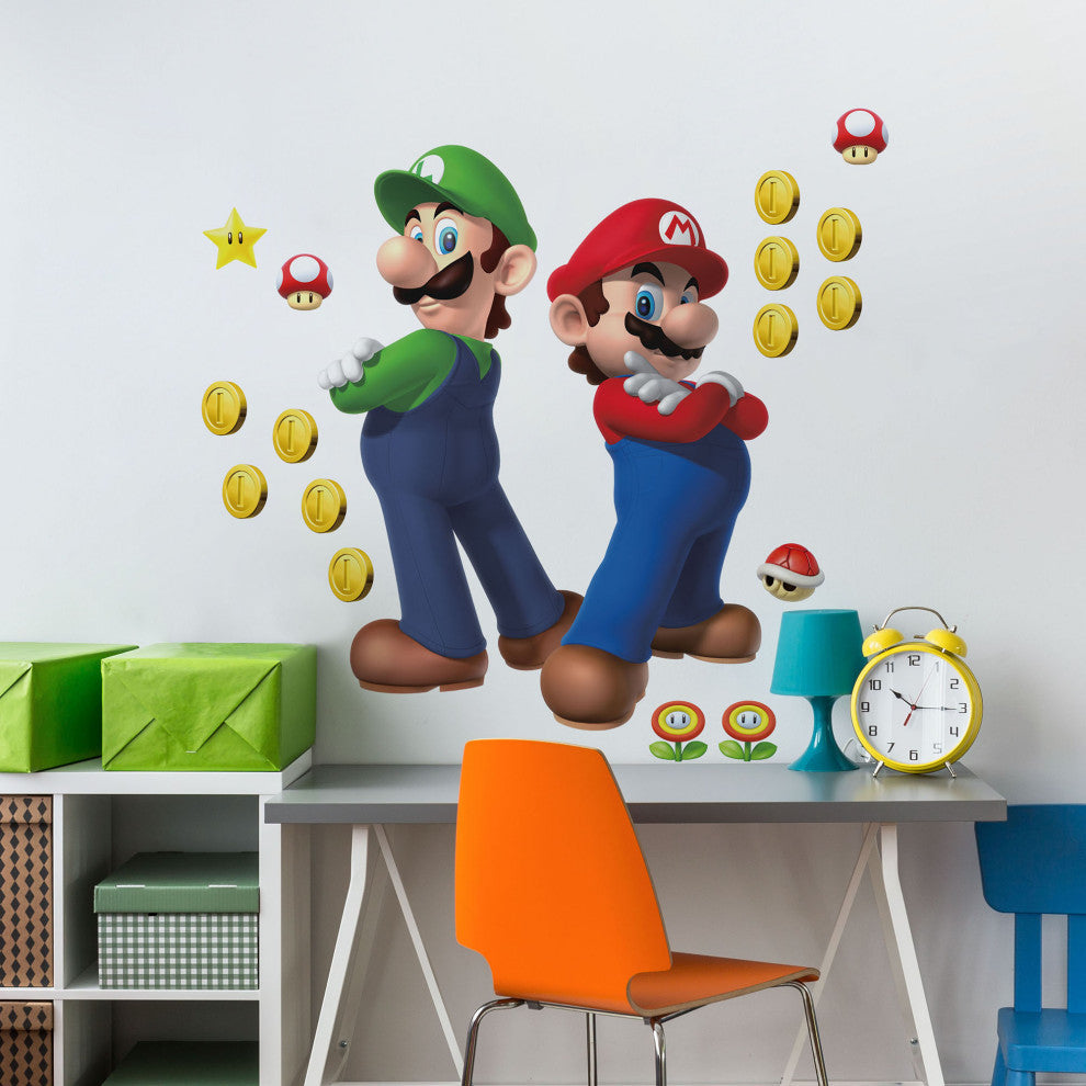 Super Mario Luigi And Mario Giant Peel and Stick Wall Decals