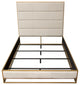 Empire Eastern King Bed, Sand Fabric With Hand brushed Gold Metal Frame