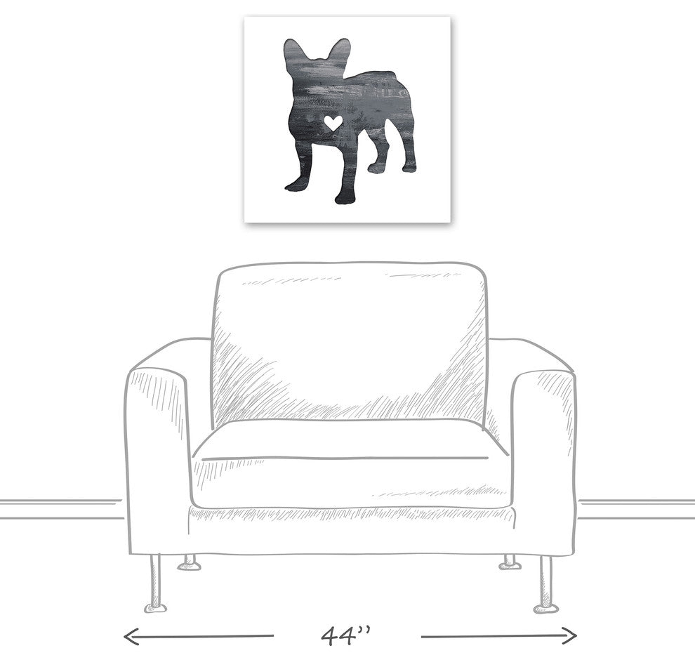 Designs Direct Creative Group Ink Silhouette Frenchie 20x20 Canvas Wall Art