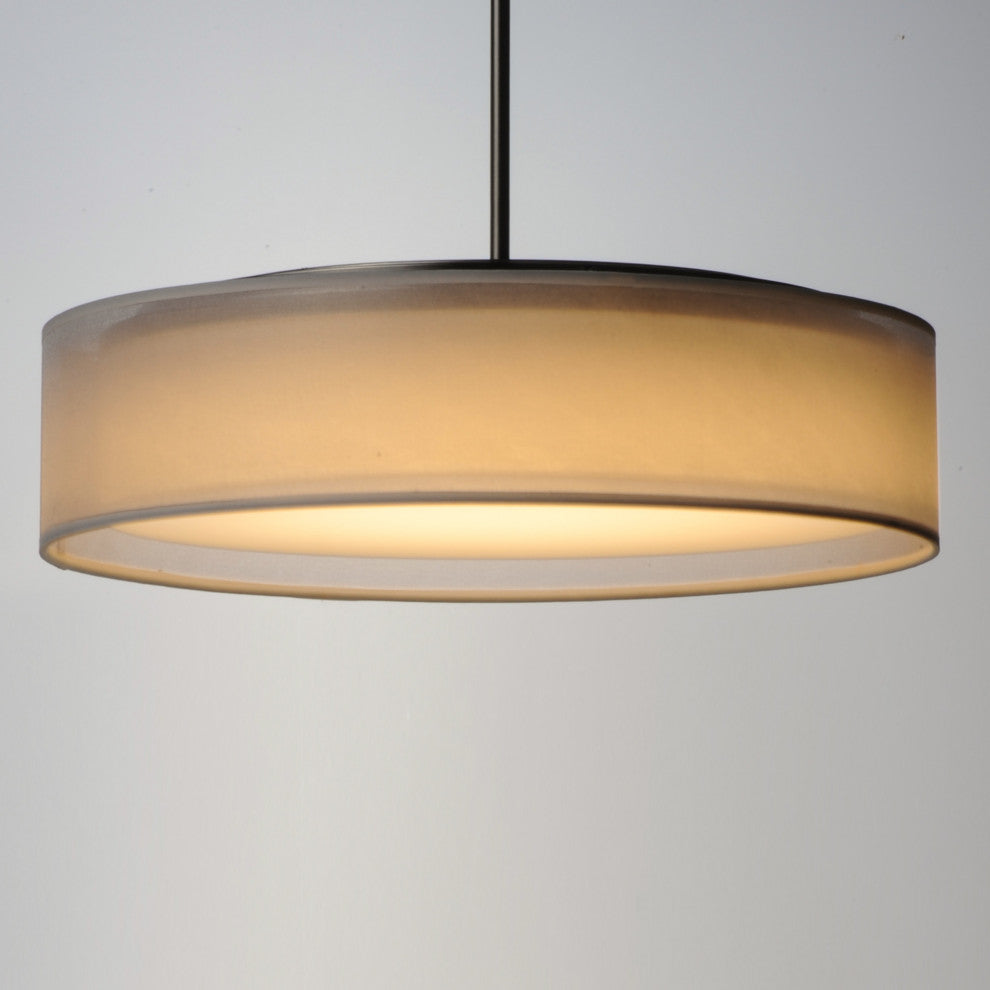 Maxim 10226 Prime 20"W LED Pendant - White Linen / Satin Nickel