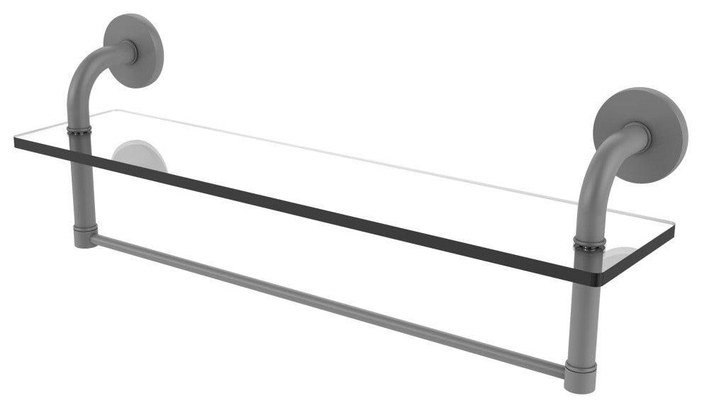 Remi 22" Glass Vanity Shelf with Towel Bar, Matte Gray