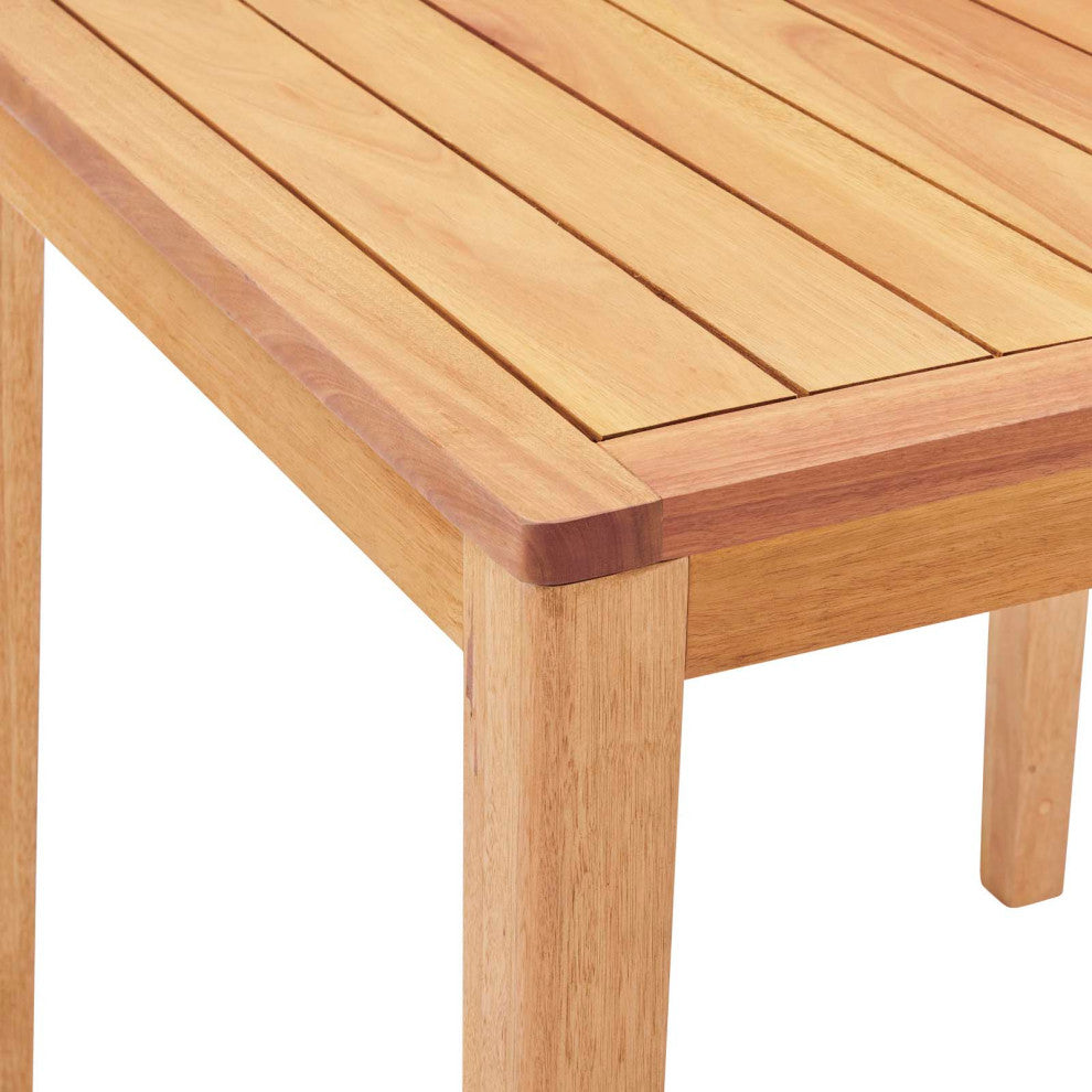 Bar Side Table, Square, Wood, Brown Natural, Modern, Outdoor Patio Cafe Bistro