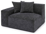 Mindy Chenille Basketweave Left Arm Facing Corner Chair, Charcoal