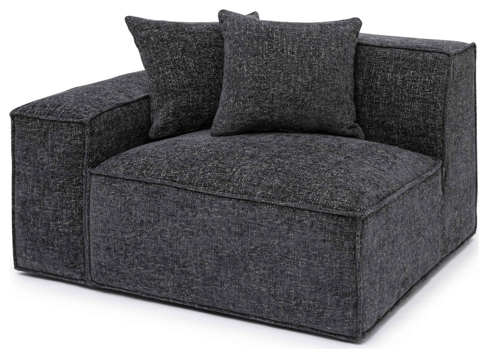 Mindy Chenille Basketweave Left Arm Facing Corner Chair, Charcoal