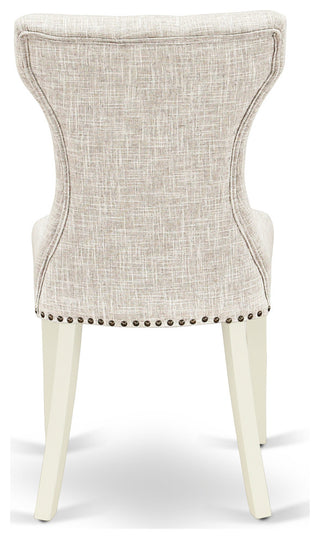 3Pc Kitchen Set, Round Dinner Table, 2 Chairs, Doeskin Chairs Seat, Linen White