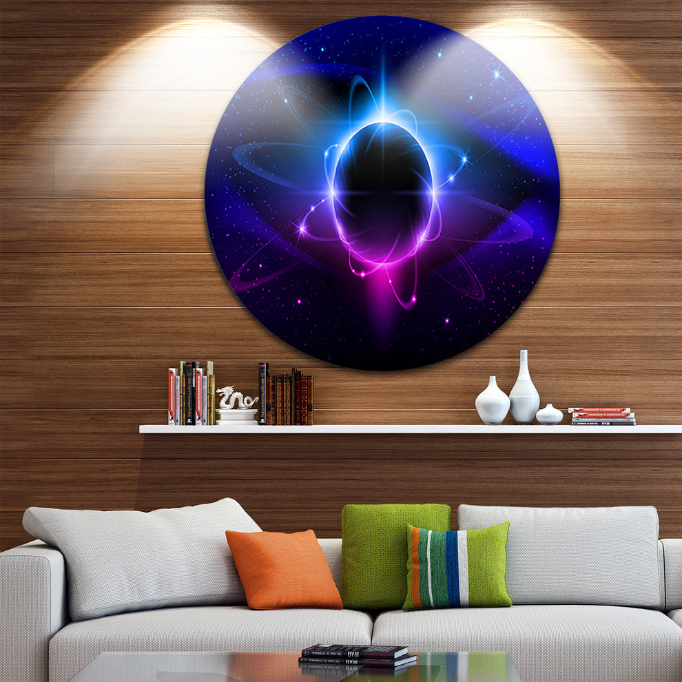 Fractal Black Star, Abstract Art Round Wall Art, 36"