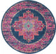 8' Blue Round Power Loom Area Rug