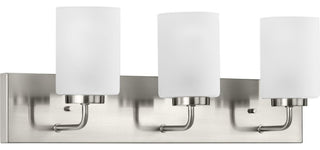 Merry 3-Light Etched Glass Brushed Nickel Transitional Bath Vanity Light