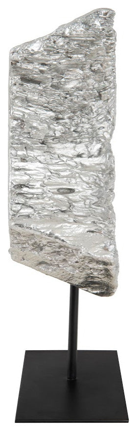 Cast Eroded Wood Circle on Stand, Silver Leaf, Assorted