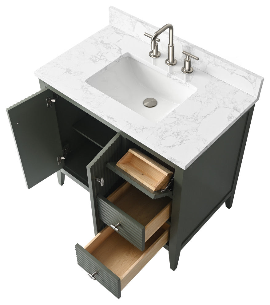 Vanity Art Freestanding Vanity, Vintage Green, 36", Single Sink, Brushed Nickel