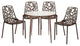 LeisureMod Devon 5-Piece Aluminum Patio Dining Set With Table and 4 Chairs, Brown