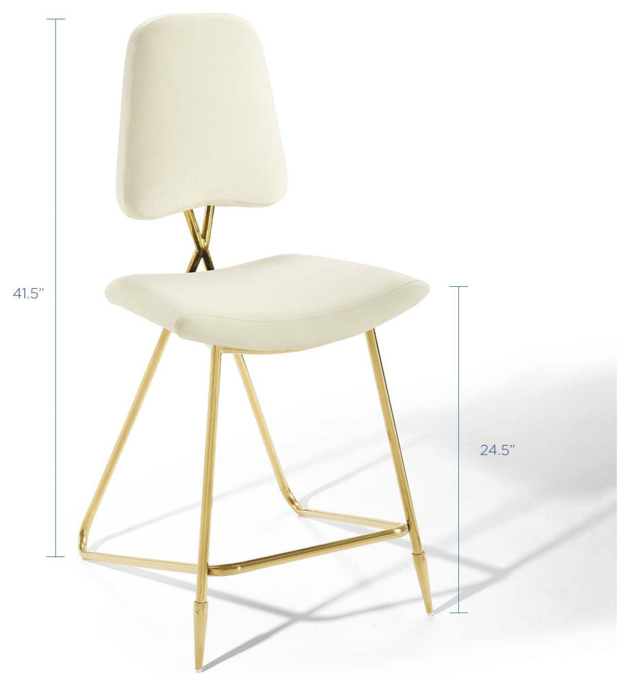 Ponder Counter Stool Performance Velvet Set of 2-Ivory