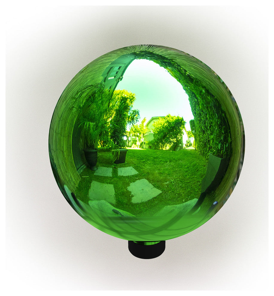 10" Diamater Indoor/Outdoor Glass Gazing Globe Festive Yard DÃ©cor, Green