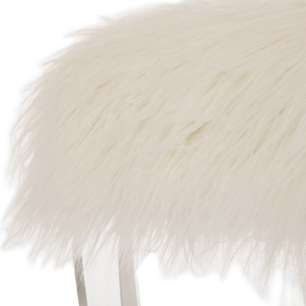 24.02"L Faux Fur Acrylic Bench