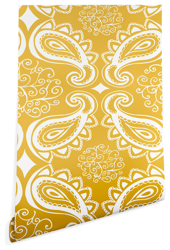 Deny Designs Heather Dutton Plush Paisley Goldenrod Wallpaper, Yellow, 2''x10''