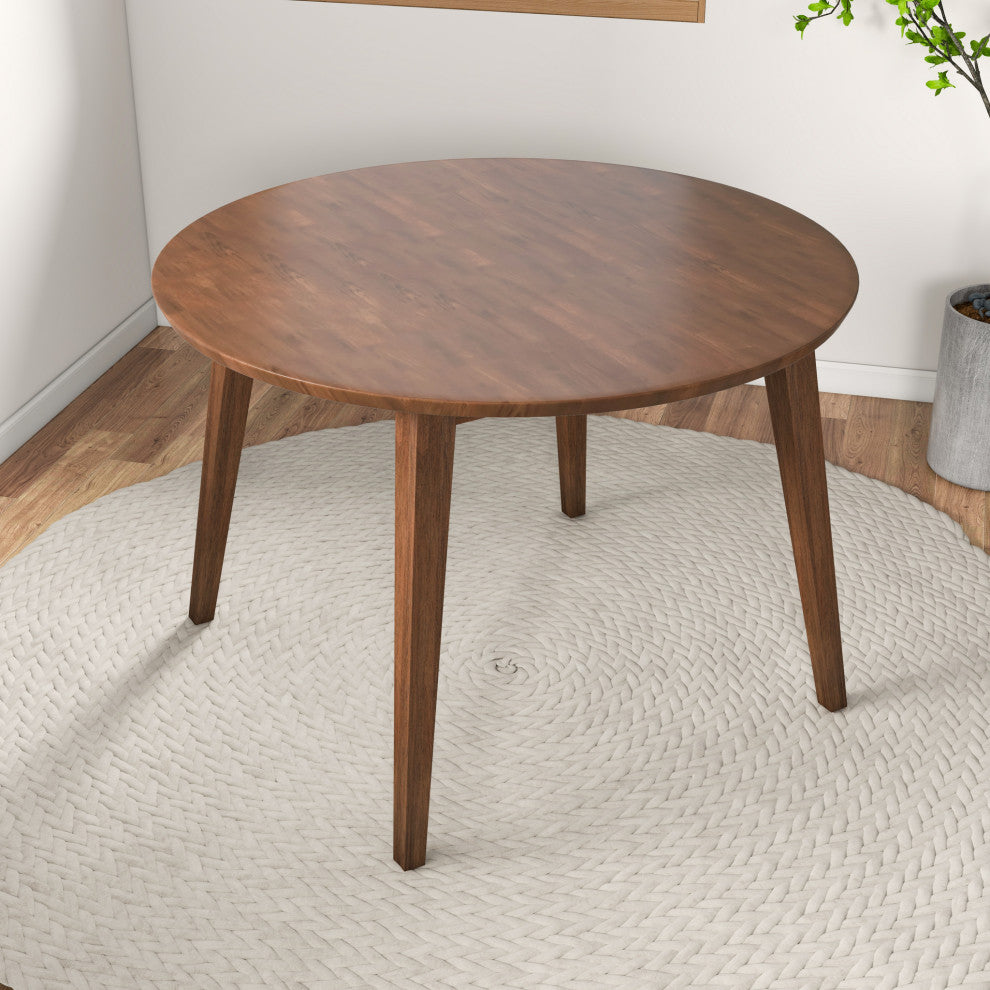Fiona Mid-Century Modern Solid Wood Walnut Round Dining Table