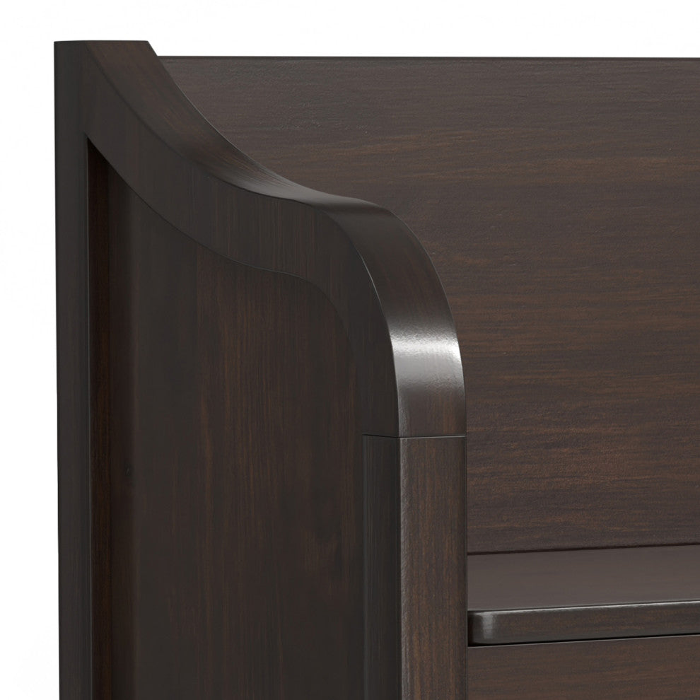 Connaught Solid Wood Entryway Storage Bench With Shelf, Chestnut Brown