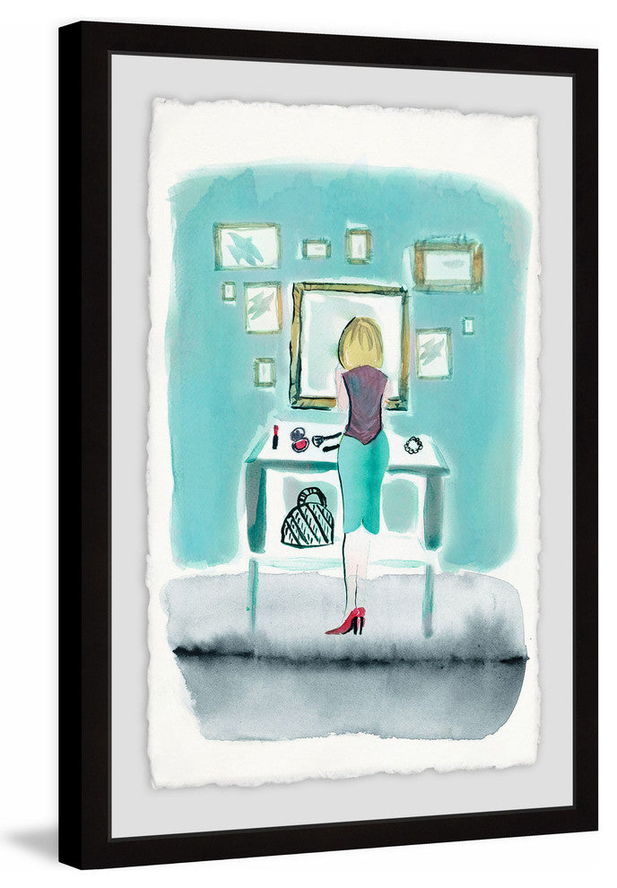 "Aqua Wall" Framed Painting Print, 16"x24"