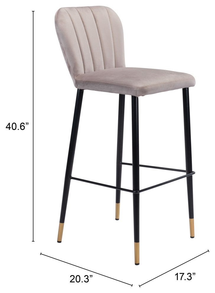 Bar Stool Chair, Set of 2, Faux Vinyl Leather, Steel, Gray, Black, Gold