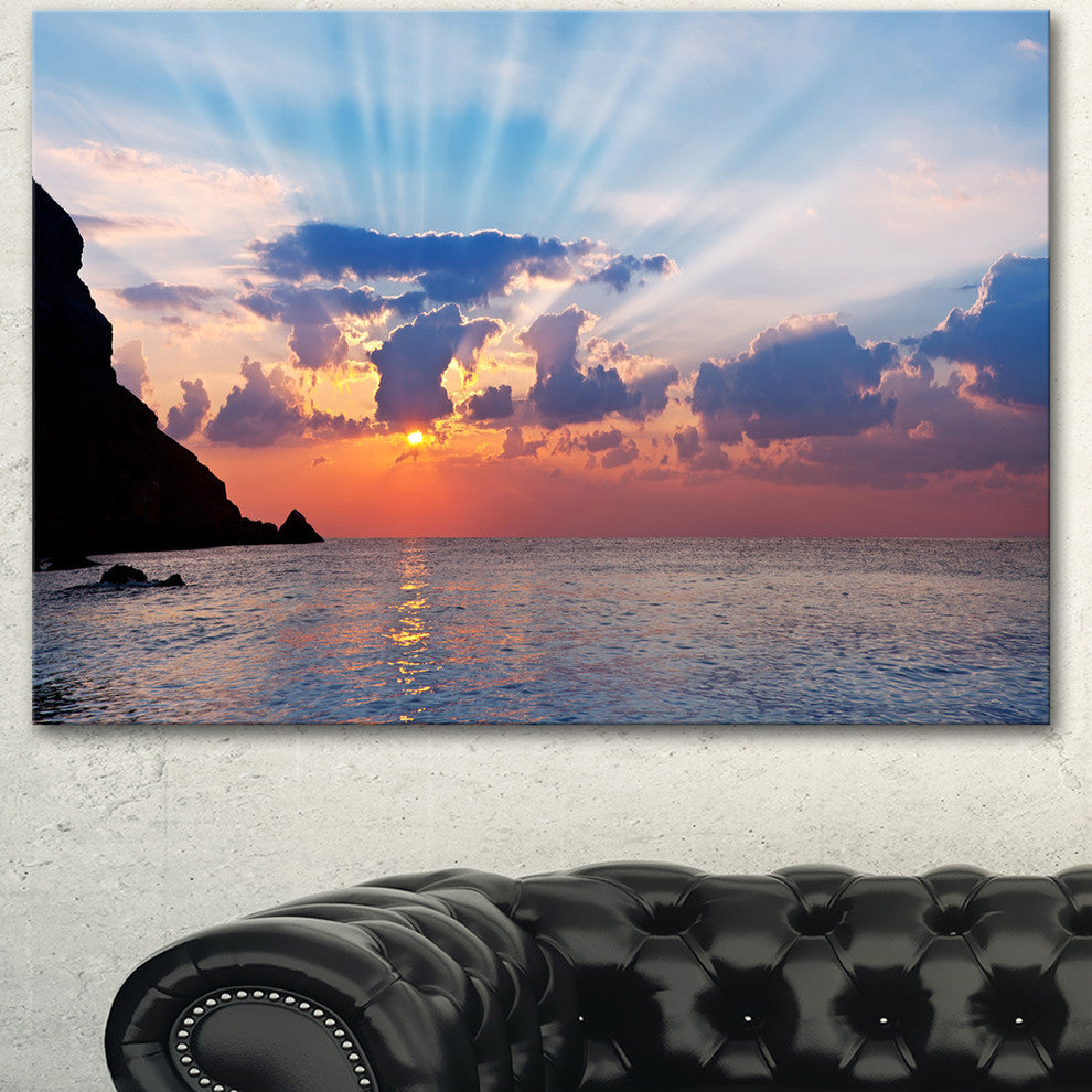 Beautiful Raising Sun and Mountains, Large Landscape Canvas Art, 40"x30"