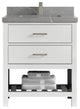 Parker 30 Single Sink Bath Vanity in White 2" Piatra Gray