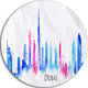 Colorful Dubai Silhouette, Cityscape Painting Disc Metal Artwork, 36"